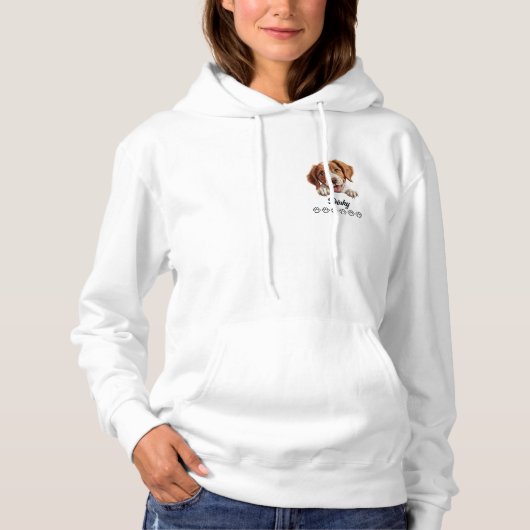 ブrittany スパニエル犬のオーダーメイドTシャツ パーカ (正面)
