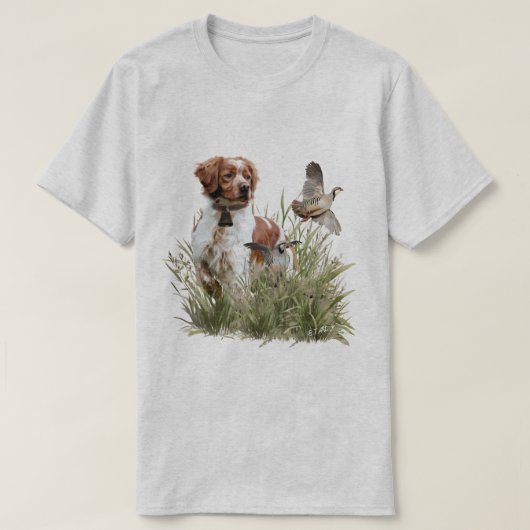 ブrittany スパニエル、鳥への情熱 tシャツ (デザイン正面)