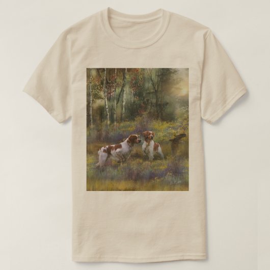 ブrittany スパニエル、鳥への情熱 tシャツ (デザイン正面)
