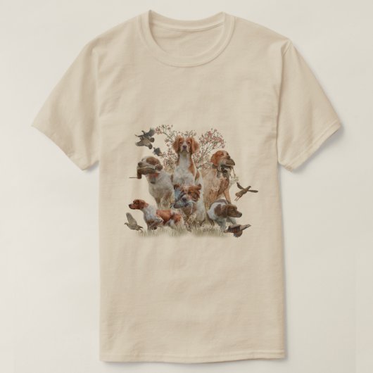 ブrittany スパニエル、鳥への情熱 tシャツ (デザイン正面)