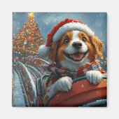 ブrittany Spaniel 犬のクリスマス マグネット (正面)