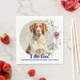 ブrittany Spaniel 私も結婚します ナプキン 犬の写真 スタンダードランチョンナプキン