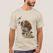 ブrittany Spaniel、鳥への情熱 Tシャツ (正面)