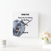 プおもしろいリドッグパパ水彩イヌアート  スクエア壁時計 (ホーム)