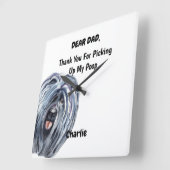 プおもしろいリドッグパパ水彩イヌアート  スクエア壁時計 (傾斜)