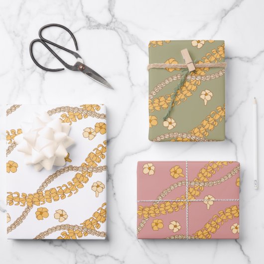 プアケニレイラッピング紙フラットシートセット3 ラッピングペーパーシート (正面)