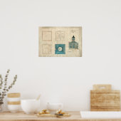 プアデンスアイランドライトハウスプラン – ロードアイランド ポスター (キッチン)