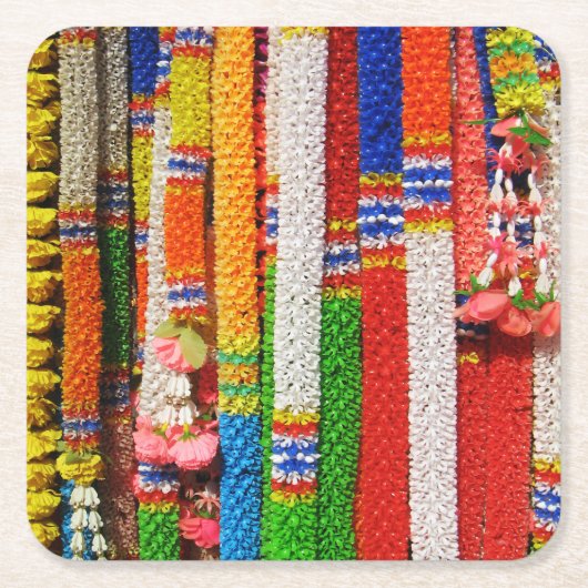 プアンマライ – タイフローラガーランド スクエアペーパーコースター (正面)