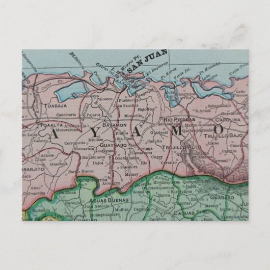 プエスペインのトリコのサンフアン地域の地図 ポストカード (正面)