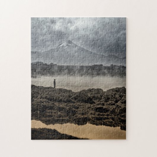 プエブラのAchichic湖からのPico de Orizaba ジグソーパズル (縦)