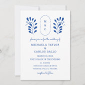 プエブラスタイルの青いメキシカンウェディング招待状 招待状 (正面)