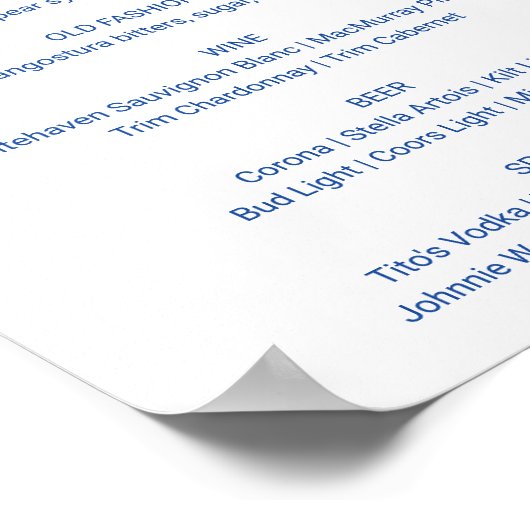 プエブラスタイルブルー結婚のバーメニューサイン ポスター (角)