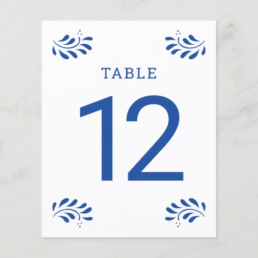 プエブラスタイル結婚ブルーのテーブル番号 (裏面)