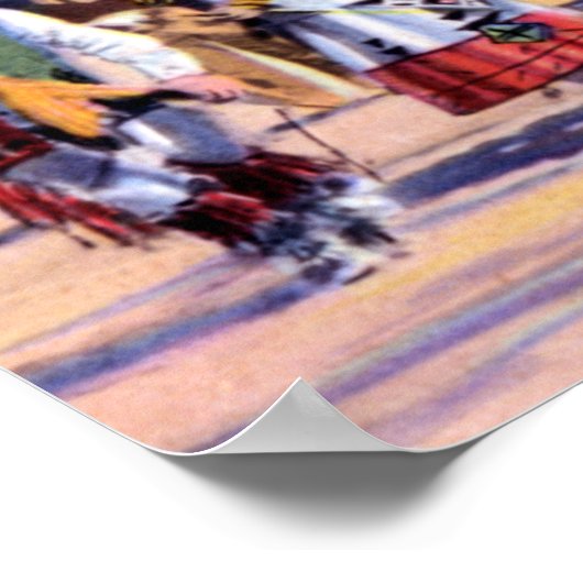 プエブロインディアンのバッファローダンス ポスター (角)