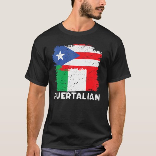プエルタリアンプエルトリカイタリアン国旗 Tシャツ (正面)