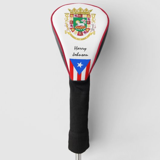 プエルトの国旗とゴルフクモノグラムのラブカバー ゴルフヘッドカバー (正面)