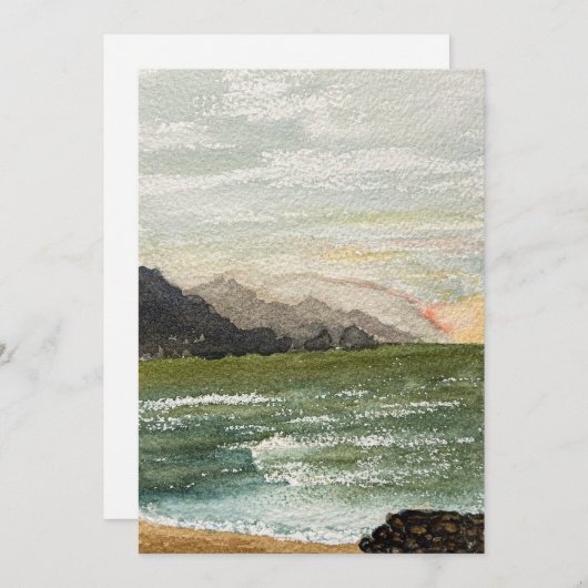 プエルトの夕日Vallarta - 5インチx 7インチ水彩 サンキューカード (正面/裏面)