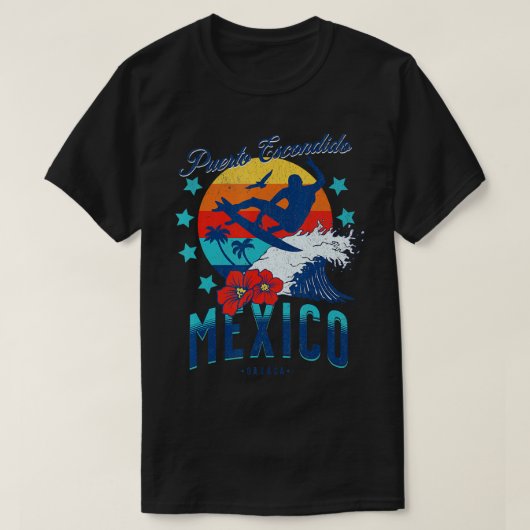プエルトエスコンディドオアハカメキシコビッグウェーブサーフィンス Tシャツ (デザイン正面)