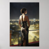 プエルトカリカウーマンオンマイアミルーフトップデッ絵画クス ポスター (正面)