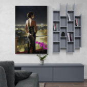 プエルトカリカウーマンオンマイアミルーフトップデッ絵画クス ポスター