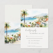 プエルトバジャルタ メキシコ 水彩風景 ウェディング 出欠カード (正面/裏面)