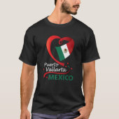 プエルトバラルタジャリスコメキシコハート国旗メキシコ Tシャツ (正面)