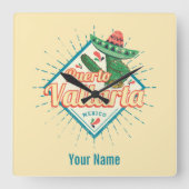 プエルトバラルタジャリスコメキシコ踊りサボテン スクエア壁時計 (正面)