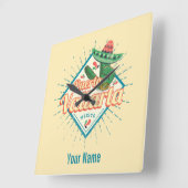 プエルトバラルタジャリスコメキシコ踊りサボテン スクエア壁時計 (傾斜)