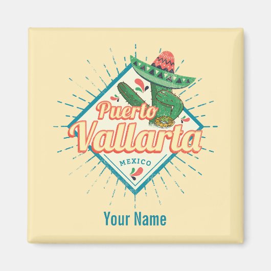 プエルトバラルタジャリスコメキシコ踊りサボテン マグネット (正面)