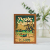 プエルトバラルタパームツリーレトロ80sメキシコプラヤ ポストカード (スタンド正面)