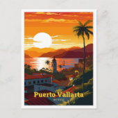 プエルトバラルタメキシコトラベルアートヴィンテージ ポストカード (正面)