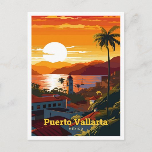 プエルトバラルタメキシコトラベルアートヴィンテージ ポストカード (正面)
