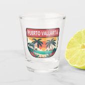 プエルトバラルタメキシコレトロエンブレム ショットグラス (正面)