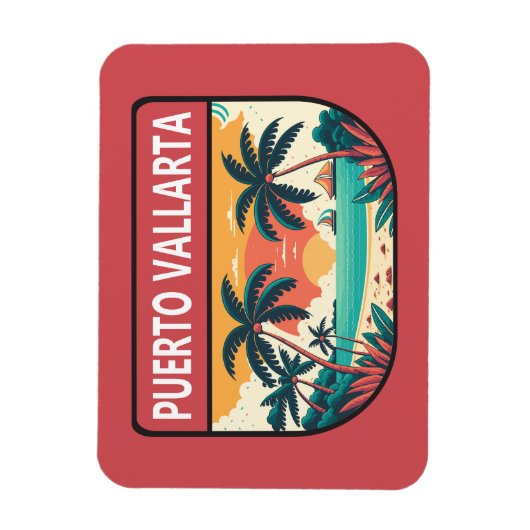 プエルトバラルタメキシコレトロエンブレム マグネット (縦)