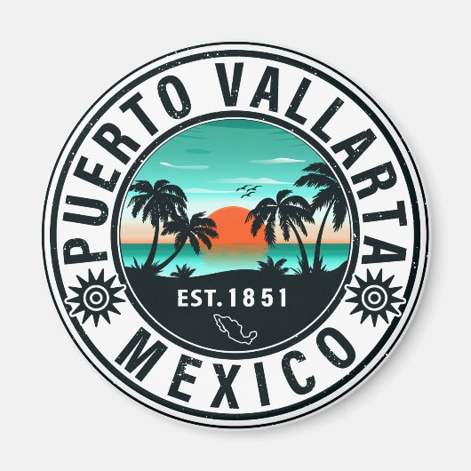 プエルトバラルタメキシコレトロサンセットデミディーズ60s マグネット (正面)