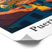 プエルトバラルタメキシコヴィンテージトラベルイラストレーション ポスター (角)