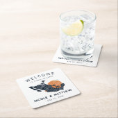 プエルトバラルタメキシコ海軍の地図結婚の歓迎 スクエアペーパーコースター (インサイチュ)