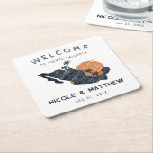 プエルトバラルタメキシコ海軍の地図結婚の歓迎 スクエアペーパーコースター (アングル)