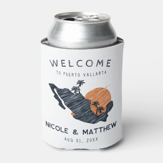 プエルトバラルタメキシコ海軍の地図結婚の歓迎 缶クーラー (缶正面)