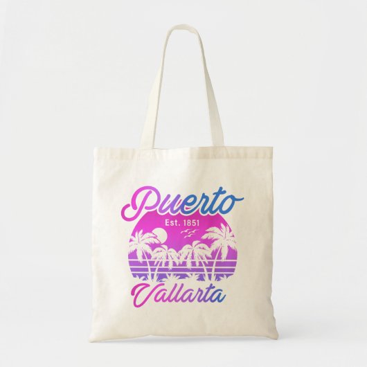 プエルトバラルタレトロサンセット80sパームツリーズ トートバッグ (正面)