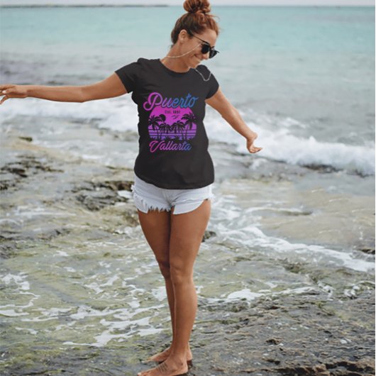 プエルトバラルタレトロサンセット80sパームツリーズT市 Tシャツ