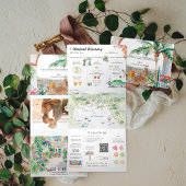 プエルトバラルタ結婚ウォーターカラーの日程 三つ折り招待状