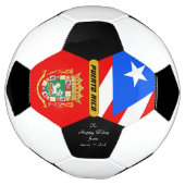 プエルトパーソナライズされたリコ国旗とフォトサッカーボール サッカーボール (回転)
