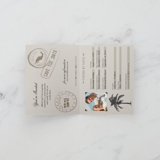 プエルトペニャシクメキシコパスポートウェディング招待状 招待状 (内部)