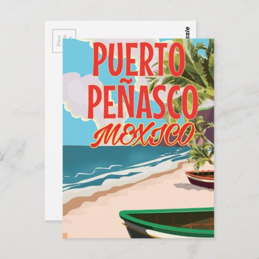 プエルトペニャスコビーチメキシコ旅行ポスター ポストカード (正面/裏面)