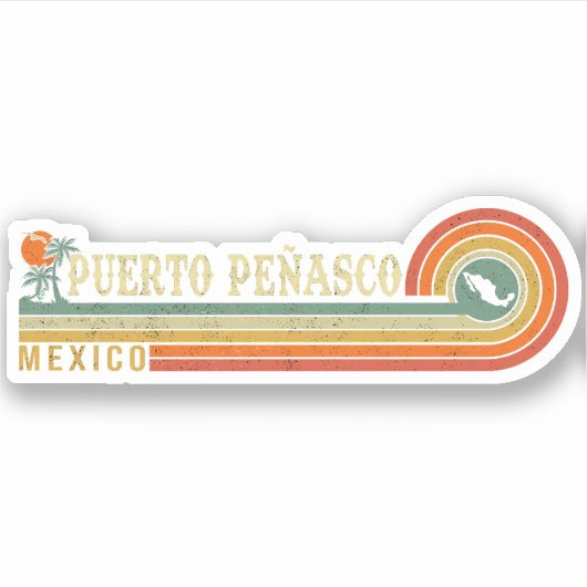 プエルトペニャスコメキシコビーチヴィンテージパームツリーズ60s シール (正面)