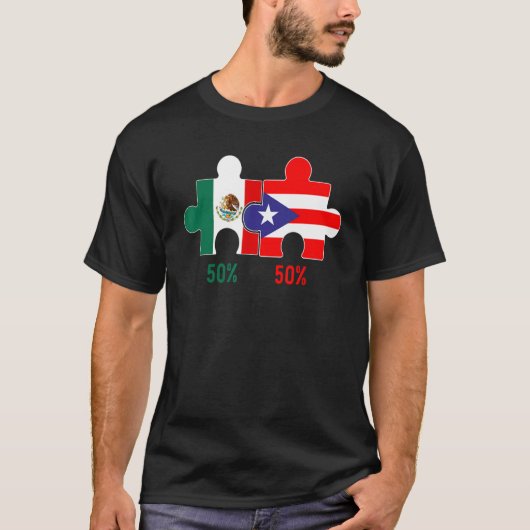 プエルトリカとメキシコの伝統国旗のプライドDNA H Tシャツ (正面)