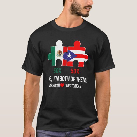 プエルトリカとメキシコの伝統国旗のプライドDNA H Tシャツ (正面)