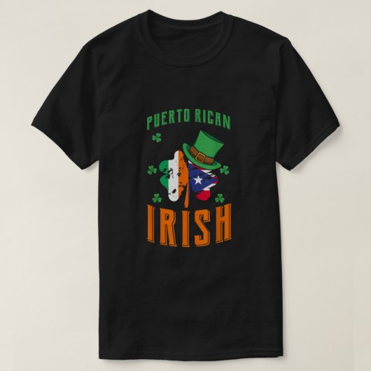 プエルトリカアイリッシュフラッグハットシャムロックSt patricksD Tシャツ (デザイン正面)