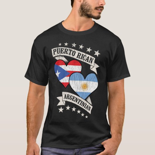 プエルトリカアルゼンチンハート国旗 Tシャツ (正面)
